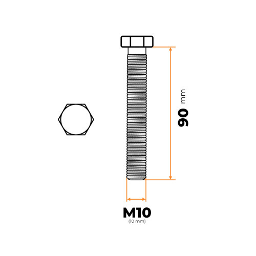 Skrutka M10 x 90 mm ZN DIN 933