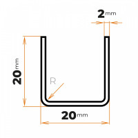 Tenkostenný profil U 20 x 20 / 2 mm