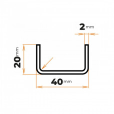 Tenkostenný profil U 40 x 20 / 2 mm