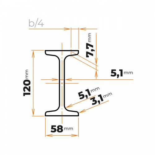 Tyč profilového prierezu I 120 mm