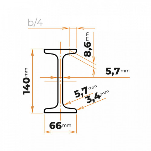 Tyč profilového prierezu I 140 mm