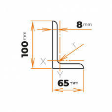 Tyč profilového prierezu L 100 x 65 / 8 mm