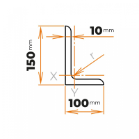 Tyč profilového prierezu L 150 x 100 / 10 mm