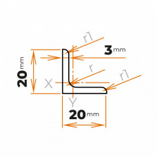 Tyč profilového prierezu L 20 x 20 / 3 mm