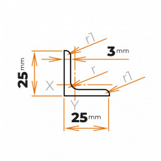 Tyč profilového prierezu L 25 x 25 / 3 mm