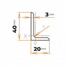 Tyč profilového prierezu L 40 x 20 / 3 mm