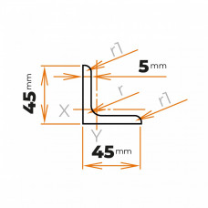 Tyč profilového prierezu L 45 x 45 / 5 mm