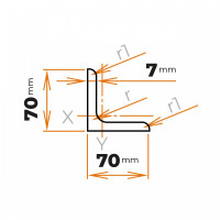 Tyč profilového prierezu L 70 x 70 / 7 mm