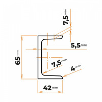 Tyč profilového prierezu U 65 mm