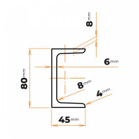 Tyč profilového prierezu U 80 mm